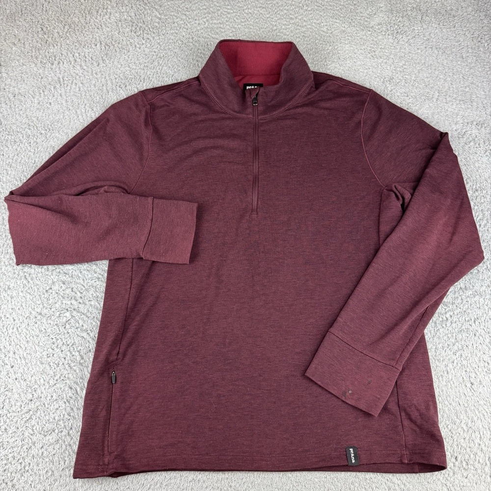Prana Quarter Zip Pullover Shirt‎ Mens M Maroon Long Sleeve Soft Outdoor Hiking